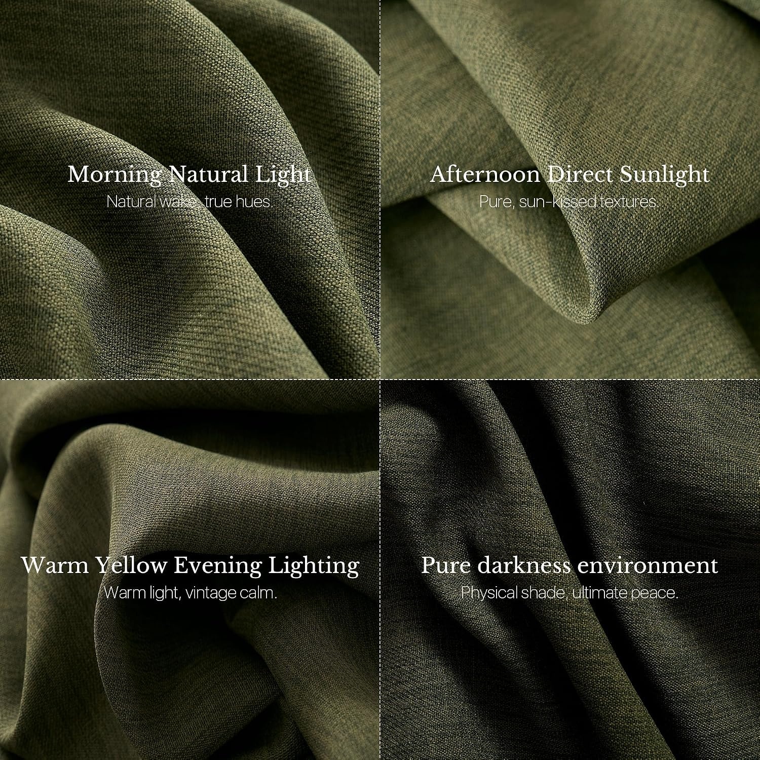 image:imageNICETOWN Vintage Olive Dark Green Pinch Pleated Linen Curtains 90 inch LongVintage Olive