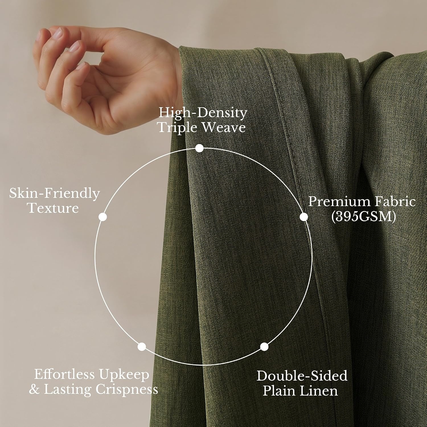 image:imageNICETOWN Vintage Olive Dark Green Pinch Pleated Linen Curtains 90 inch LongVintage Olive