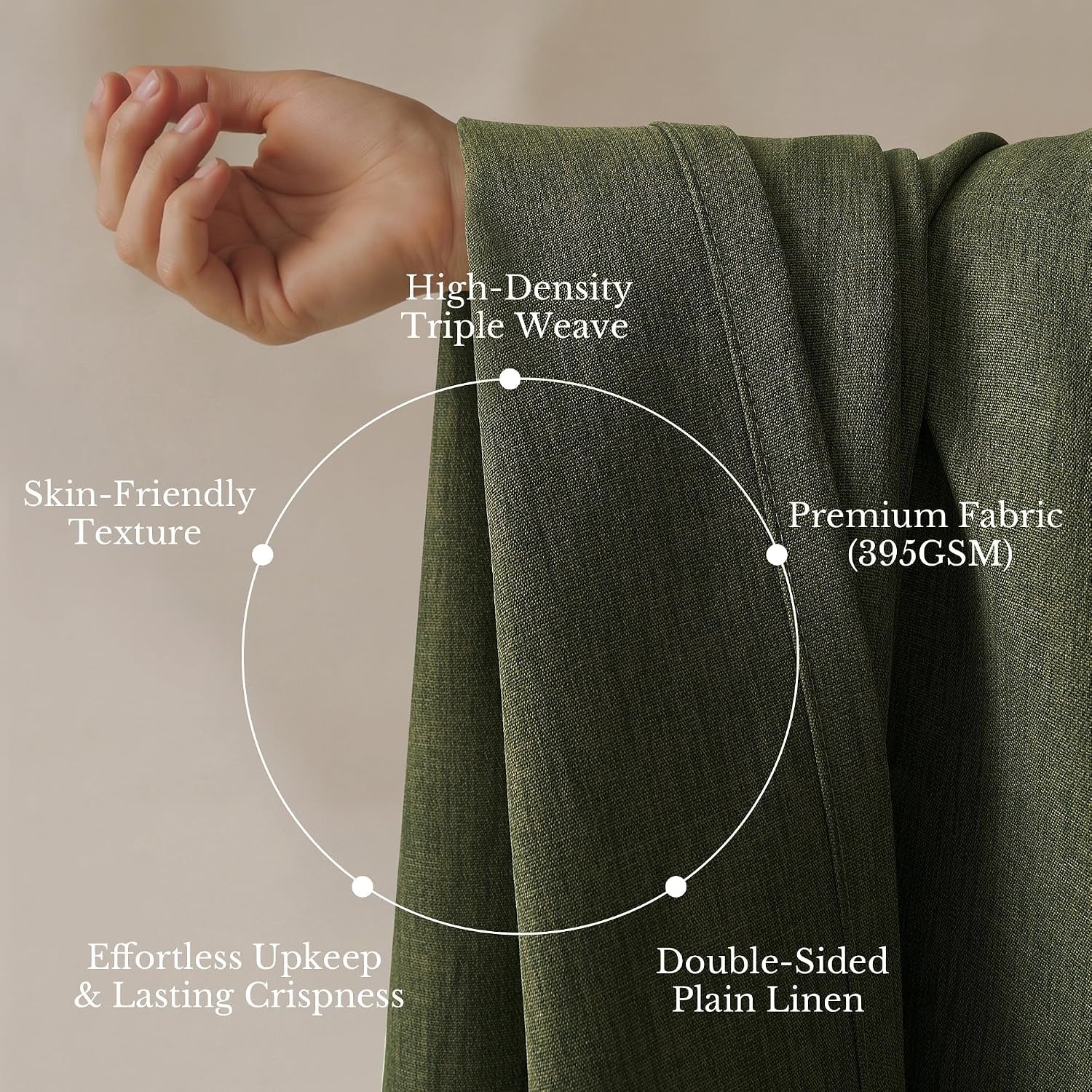 image:imageNICETOWN Vintage Olive Dark Green Pinch Pleated Linen Curtains 90 inch LongVintage Olive