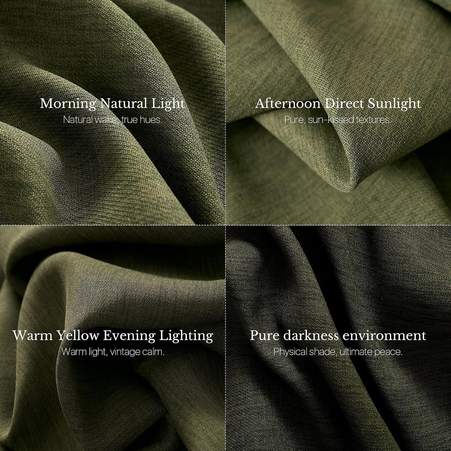 image:imageNICETOWN Vintage Olive Dark Green Pinch Pleated Linen Curtains 90 inch LongVintage Olive