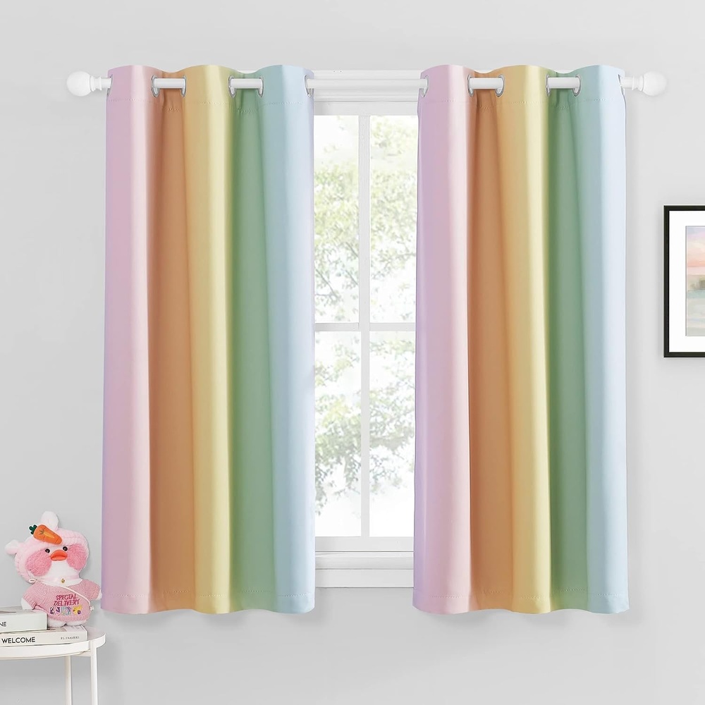 image:imageNICETOWN 100 Blackout Ombre Rainbow Curtains for Kids 52 x 84 2 PanelsRainbow2