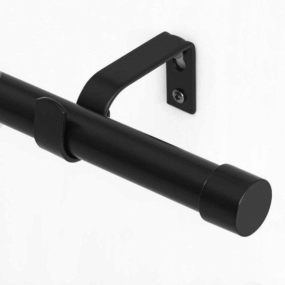 image:imageNICETOWN Black Adjustable Curtain Rod 1 Diameter Modern End Cap Style FinalsCylinder Finials Design Decorative Drapery Rod for Closet Cupboard Cafe Loft RV Curtains 2848 Length Matt BlackMatt Black