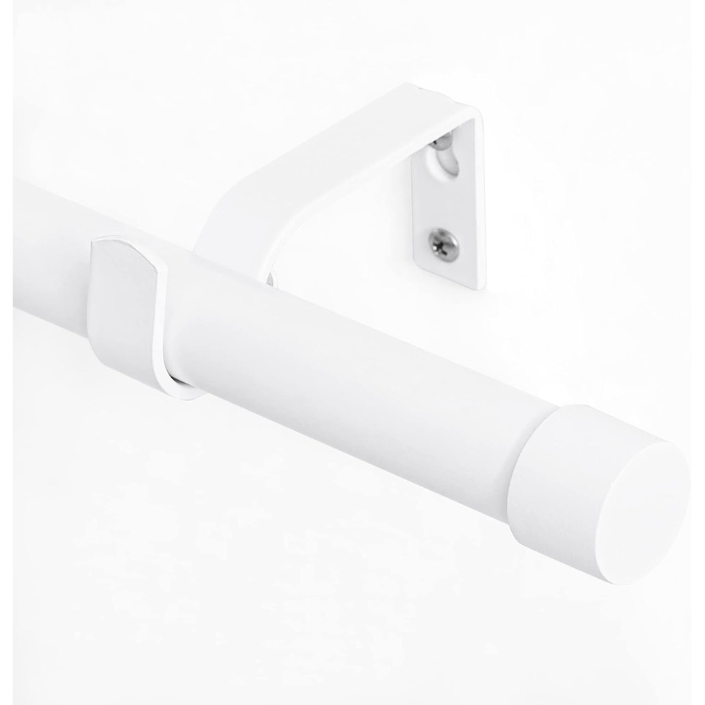 image:imageNICETOWN Black Adjustable Curtain Rod 1 Diameter Modern End Cap Style FinalsCylinder Finials Design Decorative Drapery Rod for Closet Cupboard Cafe Loft RV Curtains 2848 Length Matt BlackWhite