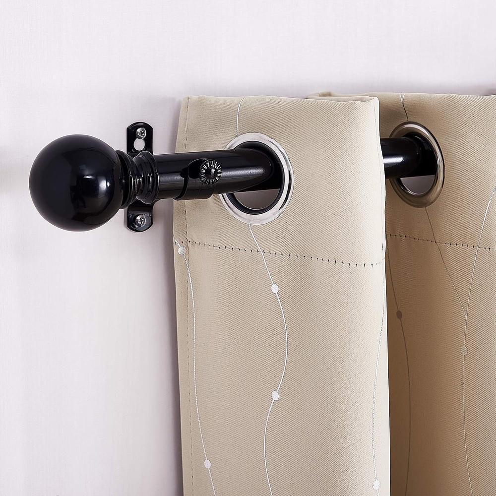 image:imageNICETOWN Black Curtain Rods for Window 48 to 86 inch 1 18 Diameter with Ball Finials for Window Treatment Adjustable Length from 48 to 86Inch Matte BlackBlack