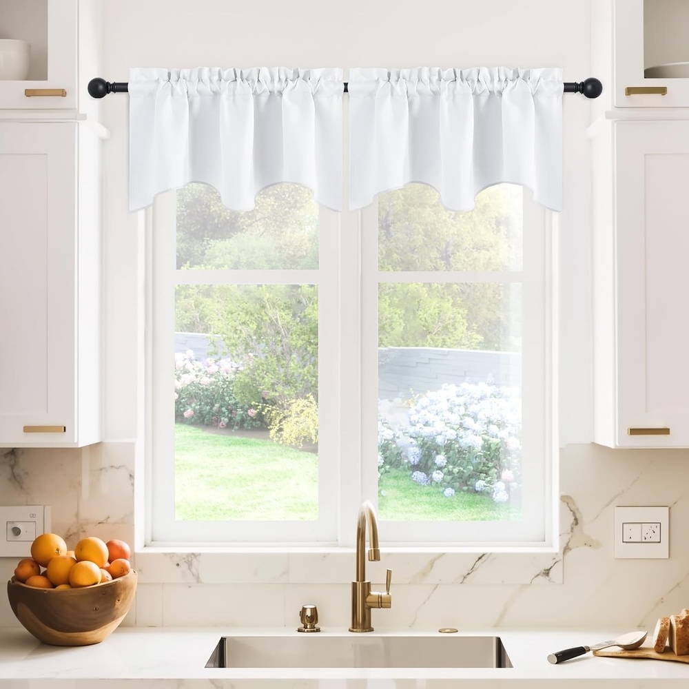 image:imageNICETOWN Blackout Kitchen Valances for Windo 18 Inch Length Rod PocketPure White