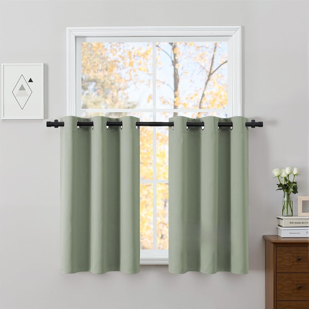 image:imageNICETOWN Boho Floral Curtains 100 Blackout for Living Room Bedroom 96 Inches Long Vintage Flower Drapes Thermal Insulated Soundproof Mid Century Botanica Grommet Window Treatment 52 W 2 PanelsSage Green