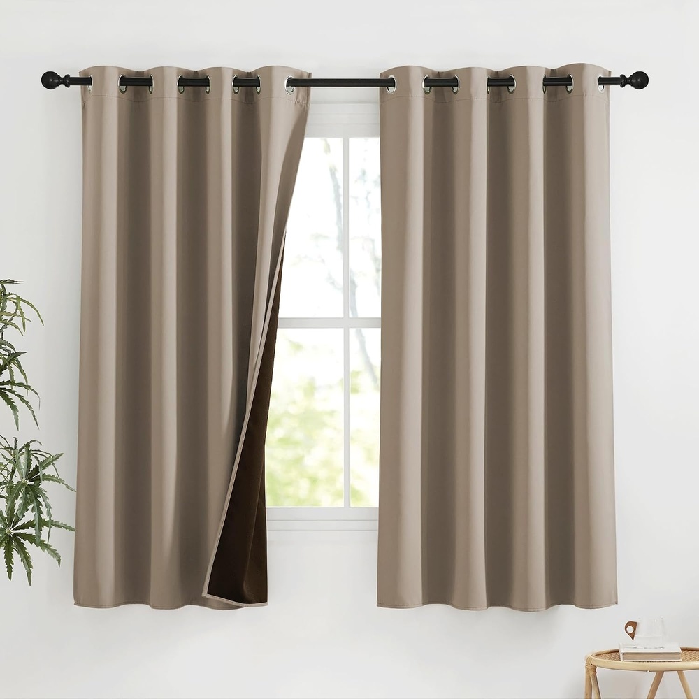 image:imageNICETOWN Boho Floral Curtains 100 Blackout for Living Room Bedroom 96 Inches Long Vintage Flower Drapes Thermal Insulated Soundproof Mid Century Botanica Grommet Window Treatment 52 W 2 PanelsCappuccino
