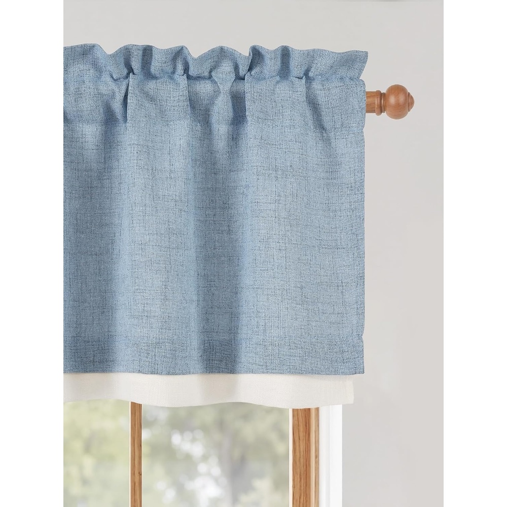 image:imageNICETOWN Sage Green 2 Layers Linen Valance 52 W x 18 L 1 PanelDusty Blue