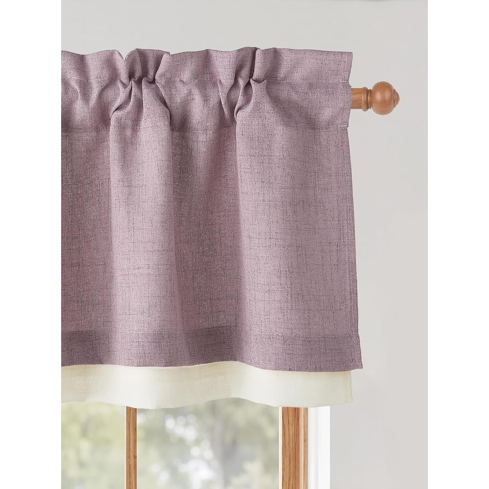 image:imageNICETOWN Sage Green 2 Layers Linen Valance 52 W x 18 L 1 PanelDusty Mauve