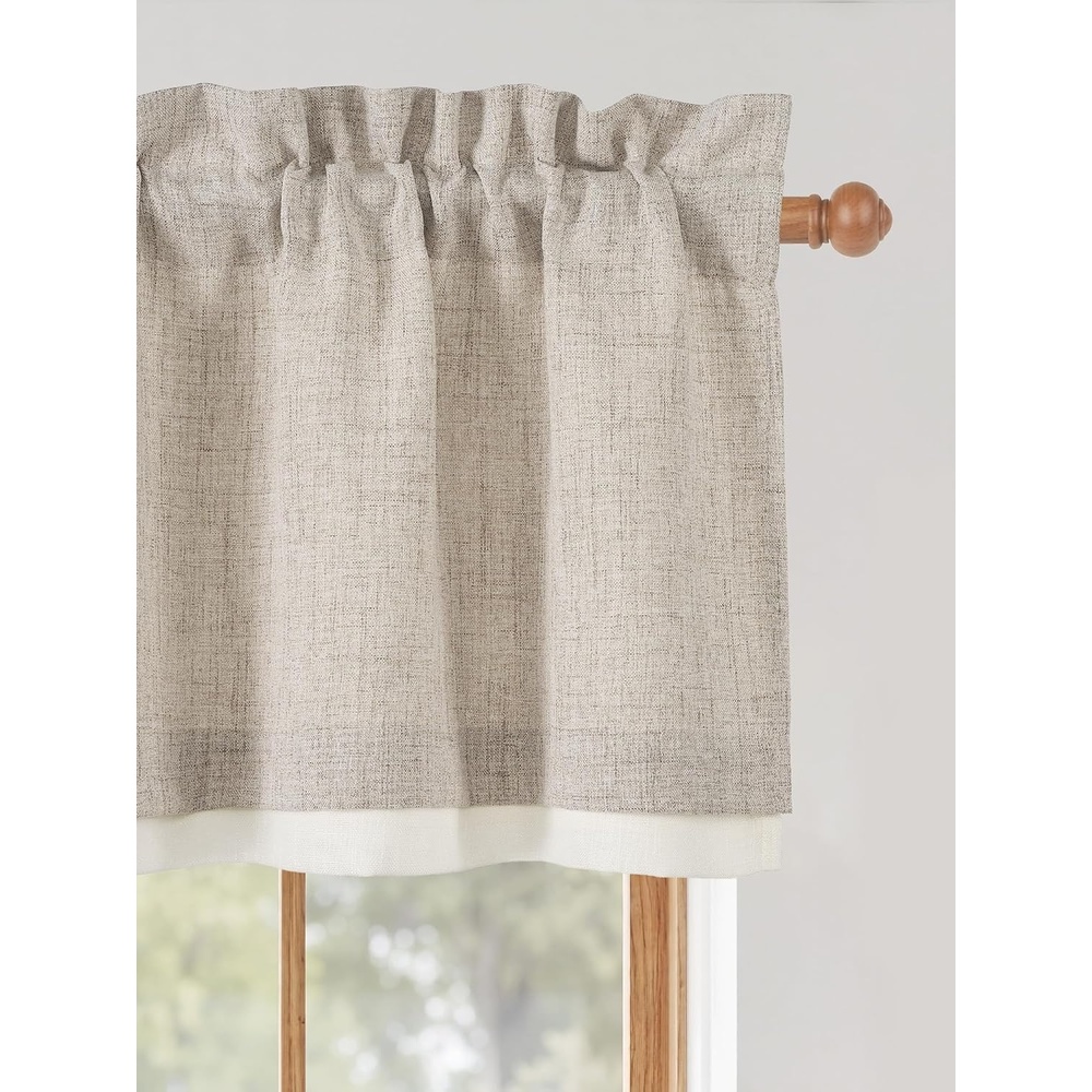 image:imageNICETOWN Sage Green 2 Layers Linen Valance 52 W x 18 L 1 PanelOatmeal