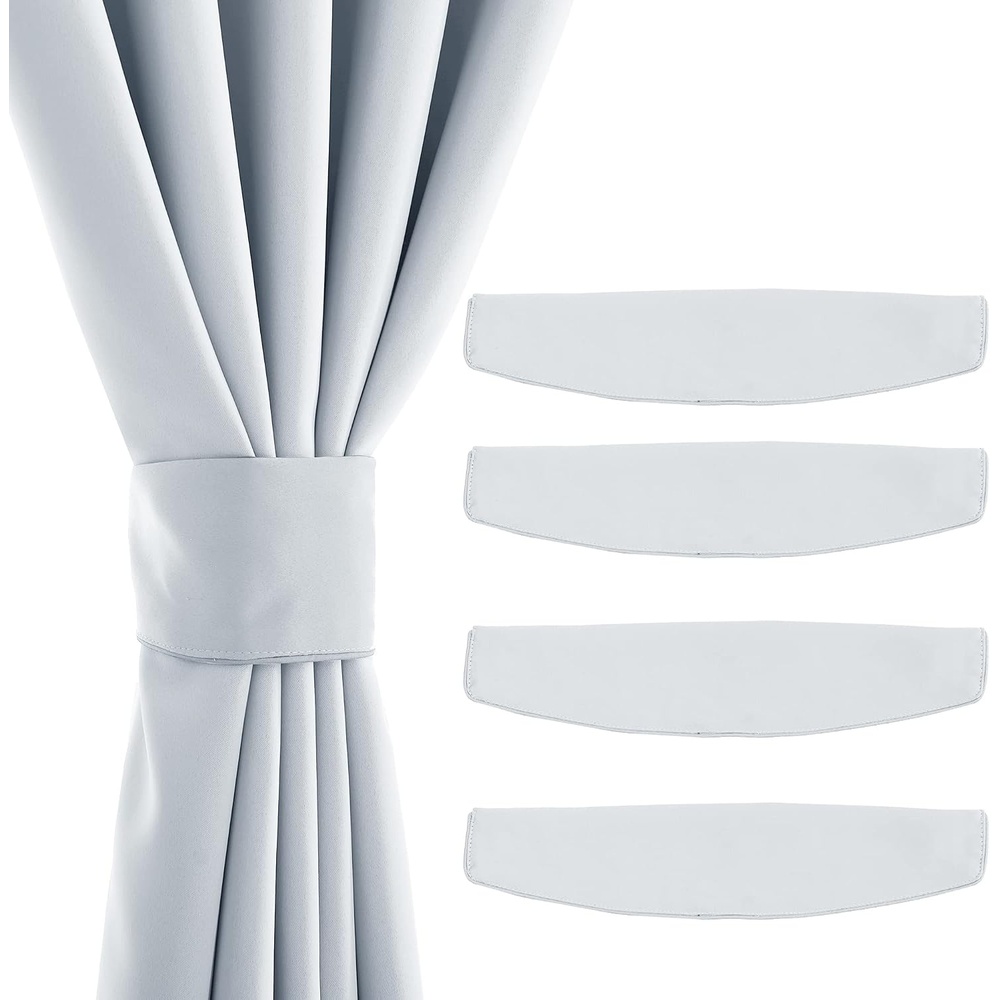 image:imageNICETOWN Strong Magnetic Curtain Tiebacks Modern Simple Style Curtain Ties Backs Holdbacks Holders for IndoorOutdoor Curtains White 185 X 4 Inches Set of 4Greyish White