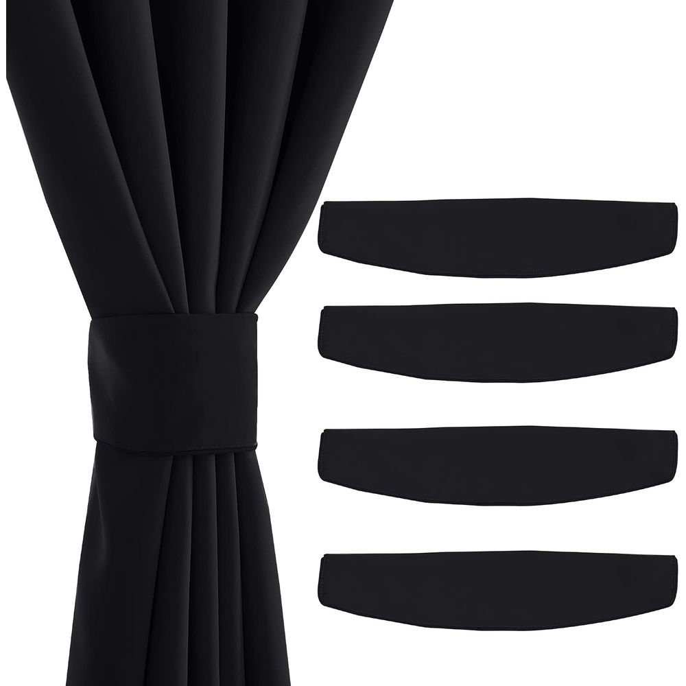 image:imageNICETOWN Strong Magnetic Curtain Tiebacks Modern Simple Style Curtain Ties Backs Holdbacks Holders for IndoorOutdoor Curtains White 185 X 4 Inches Set of 4Black