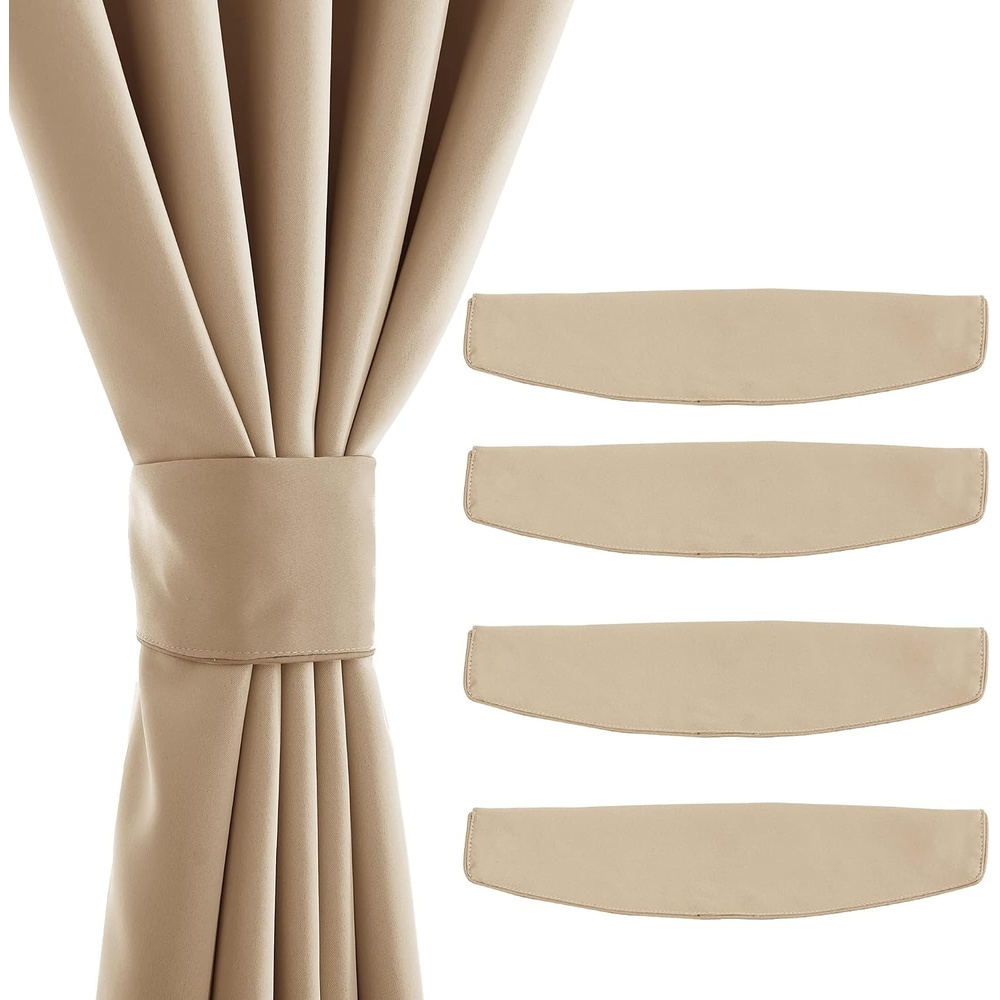 image:imageNICETOWN Strong Magnetic Curtain Tiebacks Modern Simple Style Curtain Ties Backs Holdbacks Holders for IndoorOutdoor Curtains White 185 X 4 Inches Set of 4Beige