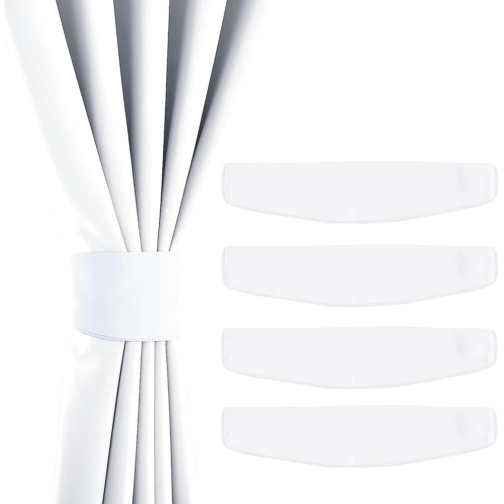 image:imageNICETOWN Strong Magnetic Curtain Tiebacks Modern Simple Style Curtain Ties Backs Holdbacks Holders for IndoorOutdoor Curtains White 185 X 4 Inches Set of 4White
