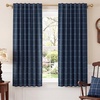 NICETOWN 100% Blackout Taupe Plaid Magnetic Roman Shade, W24 x L64, 1 Panel(Grid Pattern | Dark Blue & White)
