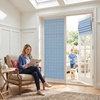 NICETOWN 100% Blackout Taupe Plaid Magnetic Roman Shade, W24 x L64, 1 Panel(Grid Pattern | Sea Blue & White)