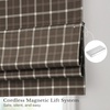 NICETOWN 100% Blackout Taupe Plaid Magnetic Roman Shade, W24 x L64, 1 Panel(Plaid | Brown & White)