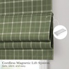 NICETOWN 100% Blackout Taupe Plaid Magnetic Roman Shade, W24 x L64, 1 Panel(Plaid | Olive Green & White)