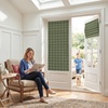 NICETOWN 100% Blackout Taupe Plaid Magnetic Roman Shade, W24 x L64, 1 Panel(Plaid | Olive Green & White)