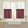 NICETOWN 100% Blackout Taupe Plaid Magnetic Roman Shade, W24 x L64, 1 Panel(Plaid | Red Christmas & White)