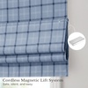 NICETOWN 100% Blackout Taupe Plaid Magnetic Roman Shade, W24 x L64, 1 Panel(Plaid | Sea Blue & White)