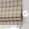 NICETOWN 100% Blackout Taupe Plaid Magnetic Roman Shade, W24 x L64, 1 Panel(Plaid | Taupe & White)