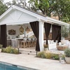 NICETOWN 2 Panels Rod-Free Outdoor Curtains for Patio Waterproof Sticky Top(Coffee)