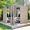 NICETOWN 2 Panels Rod-Free Outdoor Curtains for Patio Waterproof Sticky Top(Natural Beige)