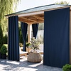 NICETOWN 2 Panels Rod-Free Outdoor Curtains for Patio Waterproof Sticky Top(Navy)