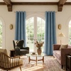NICETOWN Beige Linen Blackout Curtains 84 Inches Long, W52xL84, 2 Panels(Stone Blue)