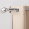 NICETOWN Black Curtain Rods for Window 48 to 86 inch, 1 1/8 Diameter with Ball Finials for Window Treatment, Adjustable Length from 48 to 86-Inch, Matte Black(Satin Nickel)