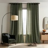 NICETOWN Blue Floral Curtains for Bedroom & Living Room, Linen Blend Drapes with Vintage Peony, Privacy & Light Filtering Inspired by British Museum’s Blue & White Porcelain, W52 x L84 in, 2 Panels(Olive Green)