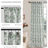 NICETOWN Blue Floral Curtains for Bedroom & Living Room, Linen Blend Drapes with Vintage Peony, Privacy & Light Filtering Inspired by British Museum’s Blue & White Porcelain, W52 x L84 in, 2 Panels(Sage Green)