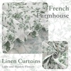 NICETOWN Blue Floral Curtains for Bedroom & Living Room, Linen Blend Drapes with Vintage Peony, Privacy & Light Filtering Inspired by British Museum’s Blue & White Porcelain, W52 x L84 in, 2 Panels(Sage Green)