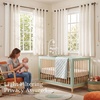 NICETOWN Boho Curtains with Navy Blue Trim 84″ Long 2 Panels(Cream With Ivory White Embroidery)