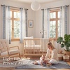 NICETOWN Boho Curtains with Navy Blue Trim 84″ Long 2 Panels(Cream With Navy Blue Embroidery)