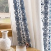 NICETOWN Boho Curtains with Navy Blue Trim 84″ Long 2 Panels(Cream With Navy Blue Embroidery)