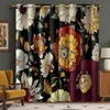 NICETOWN Boho Floral Curtains 100% Blackout for Living Room Bedroom 96 Inches Long Vintage Flower Drapes Thermal Insulated Soundproof Mid Century Botanica Grommet Window Treatment, 52″ W, 2 Panels(Boho Floral Black)
