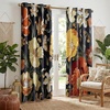 NICETOWN Boho Floral Curtains 100% Blackout for Living Room Bedroom 96 Inches Long Vintage Flower Drapes Thermal Insulated Soundproof Mid Century Botanica Grommet Window Treatment, 52″ W, 2 Panels(Boho Floral Navy Blue)