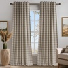 NICETOWN Buffalo Plaid Full Blackout Linen Curtain Panels 84 Inches(Grid Pattern | Light Greige)