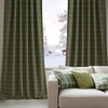 NICETOWN Buffalo Plaid Full Blackout Linen Curtain Panels 84 Inches(Grid Pattern | Moss Green)