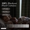NICETOWN Buffalo Plaid Full Blackout Linen Curtain Panels 84 Inches(Grid Pattern | Moss Green)