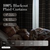 NICETOWN Buffalo Plaid Full Blackout Linen Curtain Panels 84 Inches(Grid Pattern | Taupe)