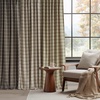 NICETOWN Buffalo Plaid Full Blackout Linen Curtain Panels 84 Inches(Grid Pattern | Taupe)