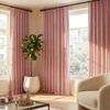 NICETOWN DIY Pinch Pleat Greige 100% Blackout Linen Curtains 96 inches Long, Back Tab/Rod Pocket/Hook Belt Heavyweight Window Treatments White Liner for Bedroom, 2 Panels, W52 x L96(Pink)