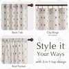 NICETOWN Farmhouse Geometric Curtains 96 inches Long, Natural Linen Semi Sheer (250GSM) Diamond Pattern Pocket & Back Tab Window Treatments Light Filtering for Living Room, W52 x L96, 2 Panels(Natural)