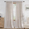 NICETOWN Farmhouse Geometric Curtains 96 inches Long, Natural Linen Semi Sheer (250GSM) Diamond Pattern Pocket & Back Tab Window Treatments Light Filtering for Living Room, W52 x L96, 2 Panels(Taupe)