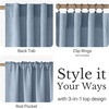 NICETOWN Natural Faux Linen Curtains 63 Inch Length 2 Panels, W55xL63(Dusty Blue)