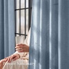 NICETOWN Natural Faux Linen Curtains 63 Inch Length 2 Panels, W55xL63(Dusty Blue)