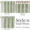 NICETOWN Natural Faux Linen Curtains 63 Inch Length 2 Panels, W55xL63(Sage Green)